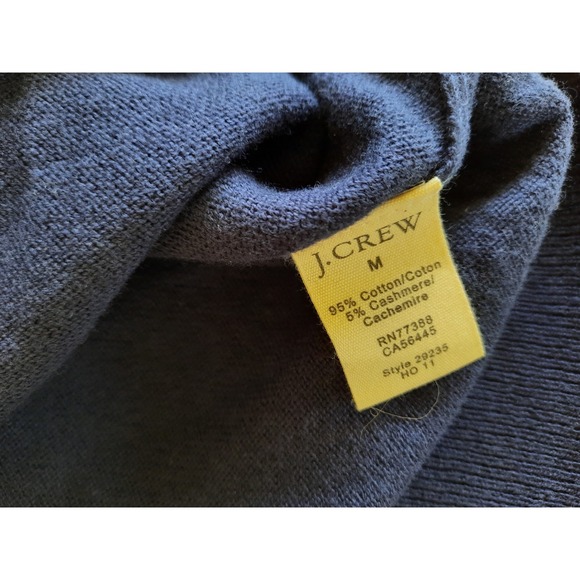 J. Crew Men's Medium V-Neck Stretch Sweater Long Sleeve Navy Blue Cashmere Blend - Picture 6 of 8